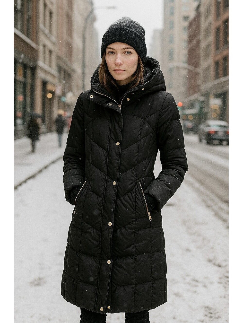 Cole Haan Black Winter Jacket Coat Long Puffer Down Insulated Quilted Ladies S